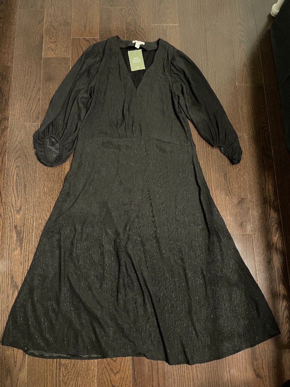 H&M V-neck Long Black Sparkly Dress